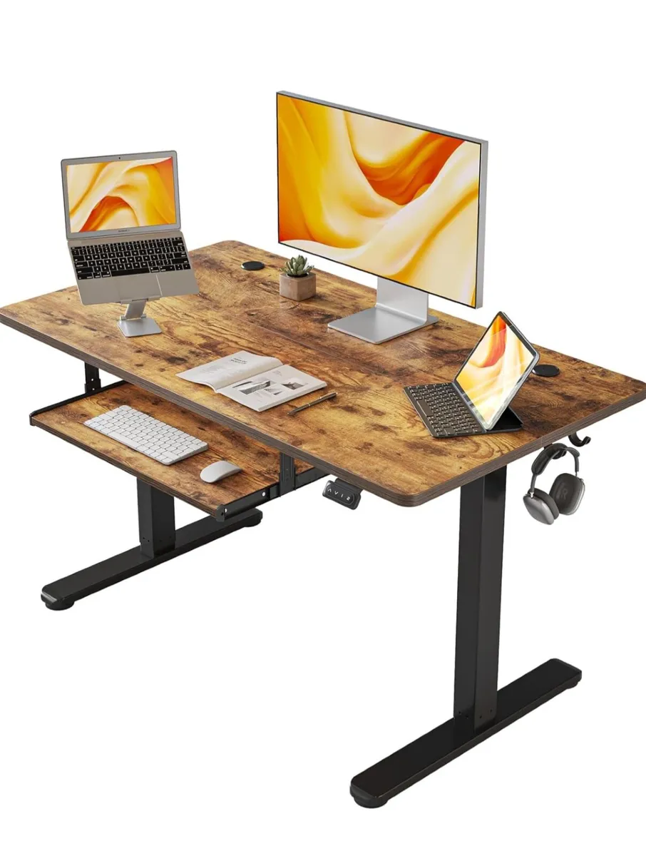Height Adjustable Electric Standing Desk with Keyb - Image 1