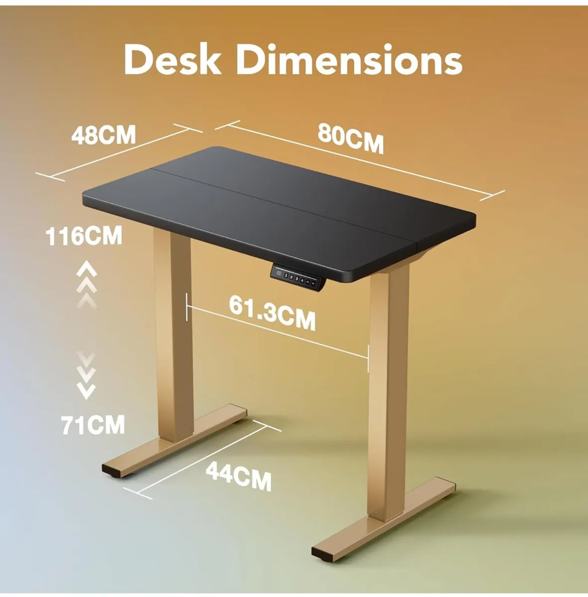 80 cm Electric Standing Desk Adjustable Height, 4 - Image 1