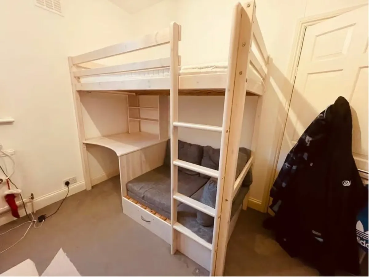 High rise bed with desk and sofa/pull out bed - Image 2