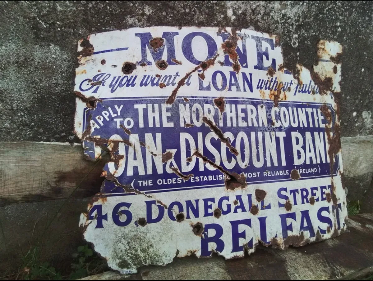 Huge Antique 1900s Belfast enamel sign - Image 1