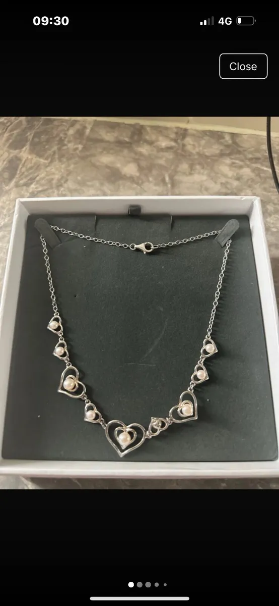 Elegant Silver Heart & Pearl Necklace Argento - Image 3