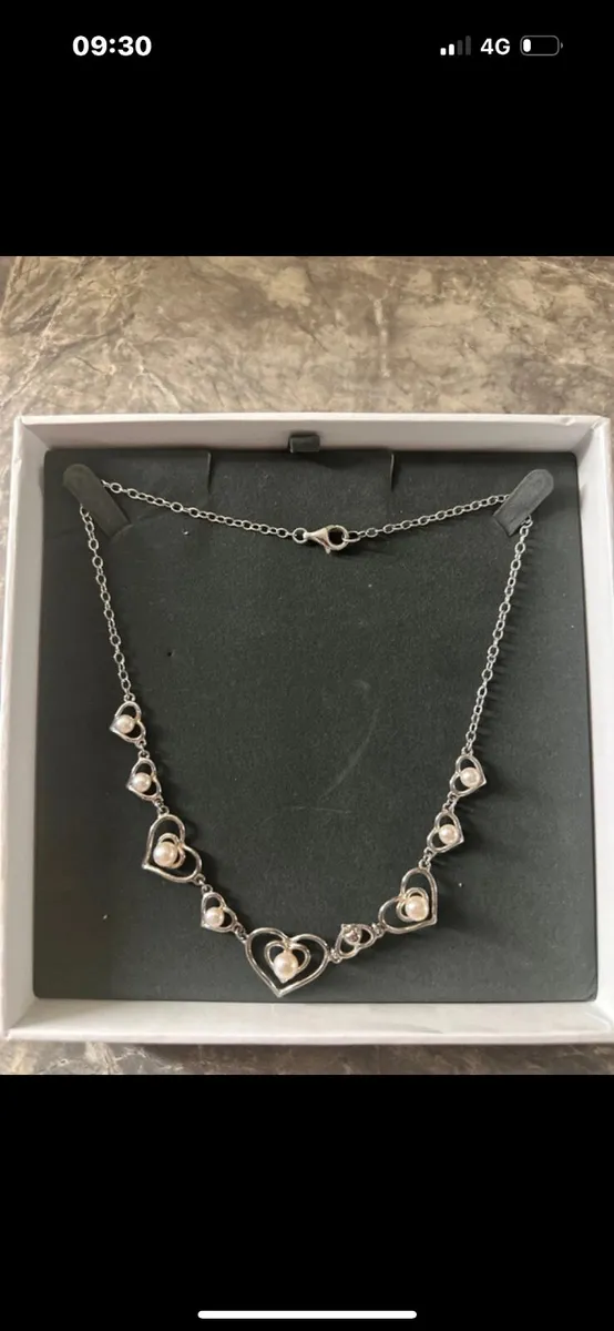 Elegant Silver Heart & Pearl Necklace Argento - Image 1