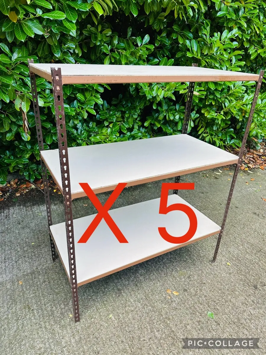 5 RACKING SHELVING UNITS HEAVY DUTY STEEL - Image 1
