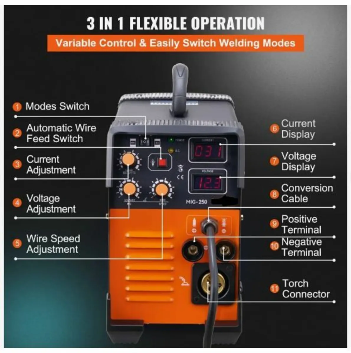 MIG Welder 250 Amp MIG LIFT TIG Arc Welder 3 in 1 - Image 4