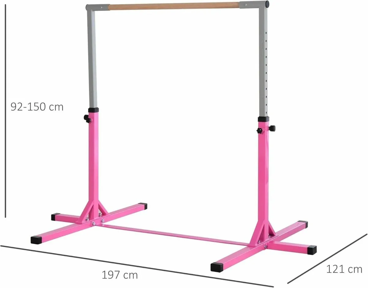 Kids Gymnastics Bar Adjustable with Hardwood Base - Image 4