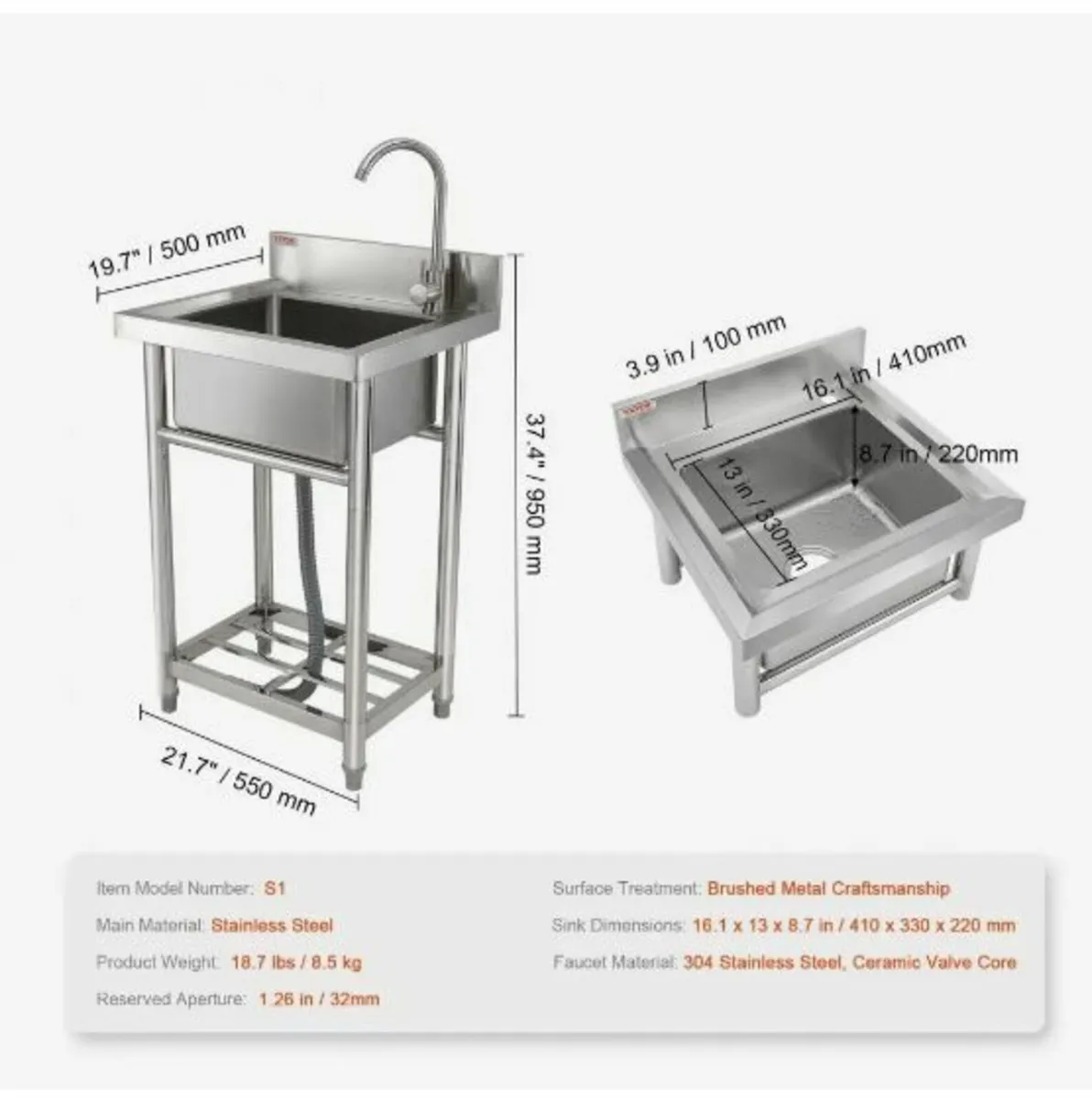 Stainless Steel Utility Sink - Image 4