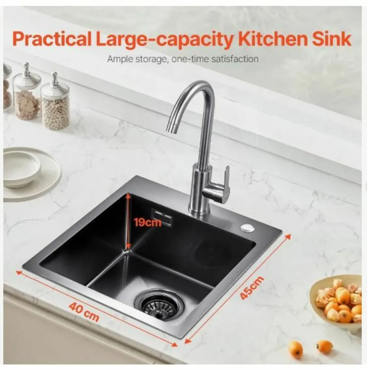 40cm Kitchen Sink Topmount Single - Image 2