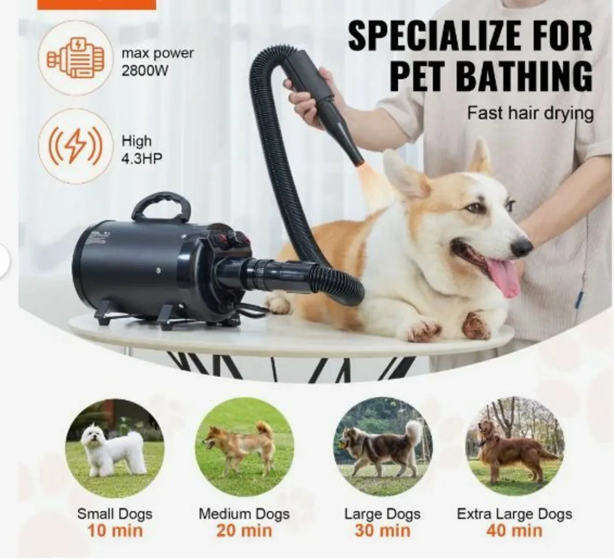Dog Dryer, 2000W/2.7HP Dog Blow - Image 4