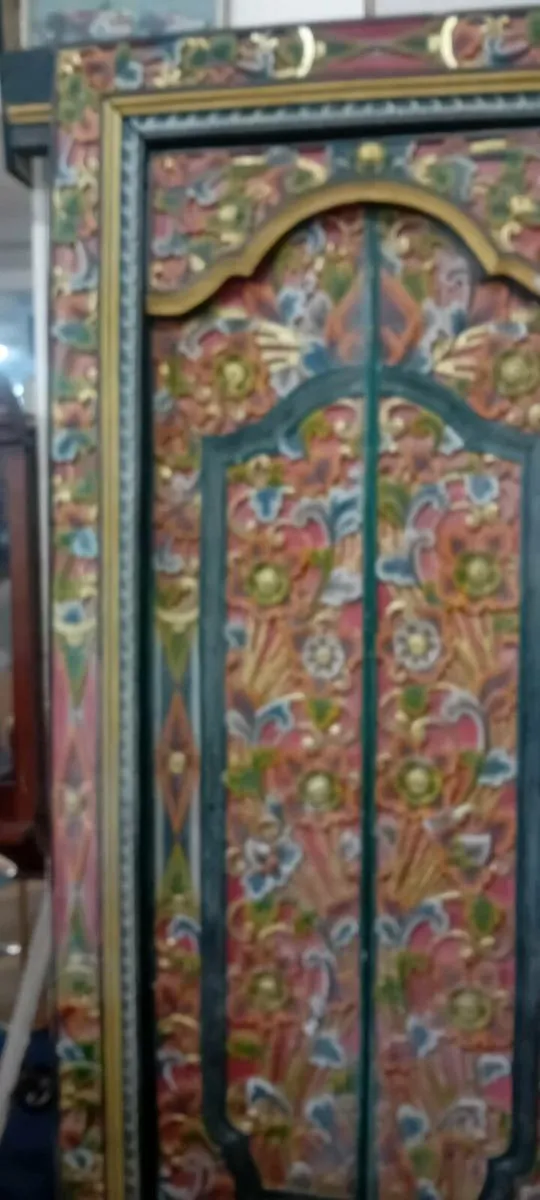 Vintage Carved Indian Door And Frame - Image 3