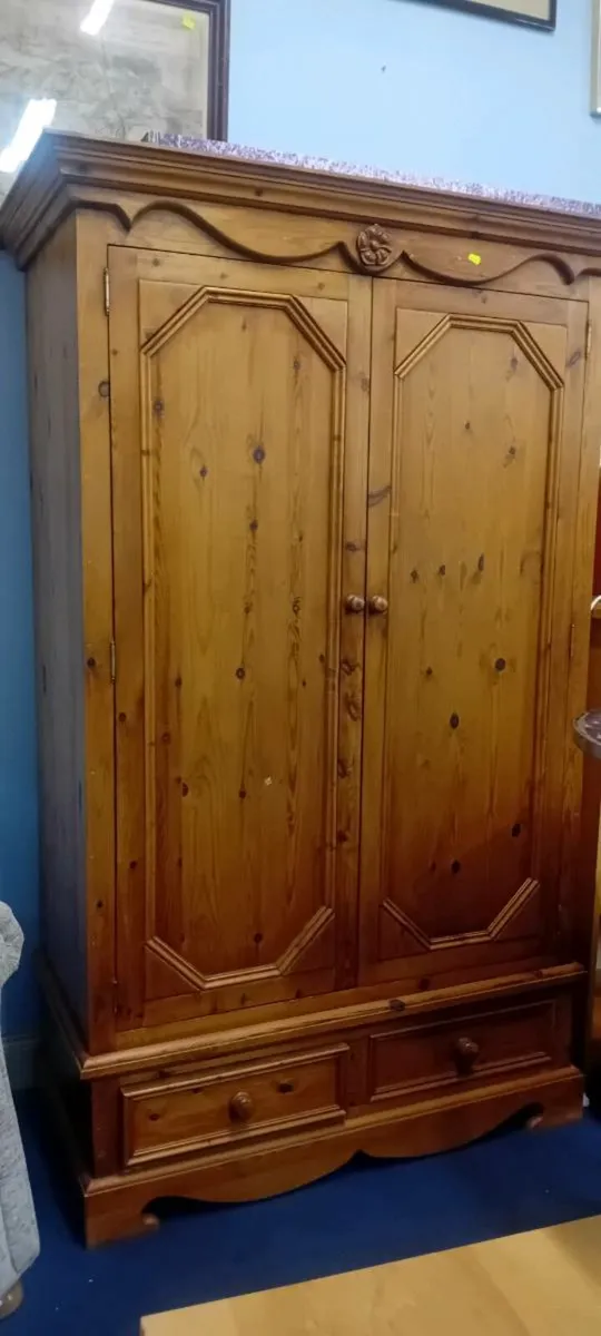 Large Decorative Rustic Pine Wardrobe - Image 1
