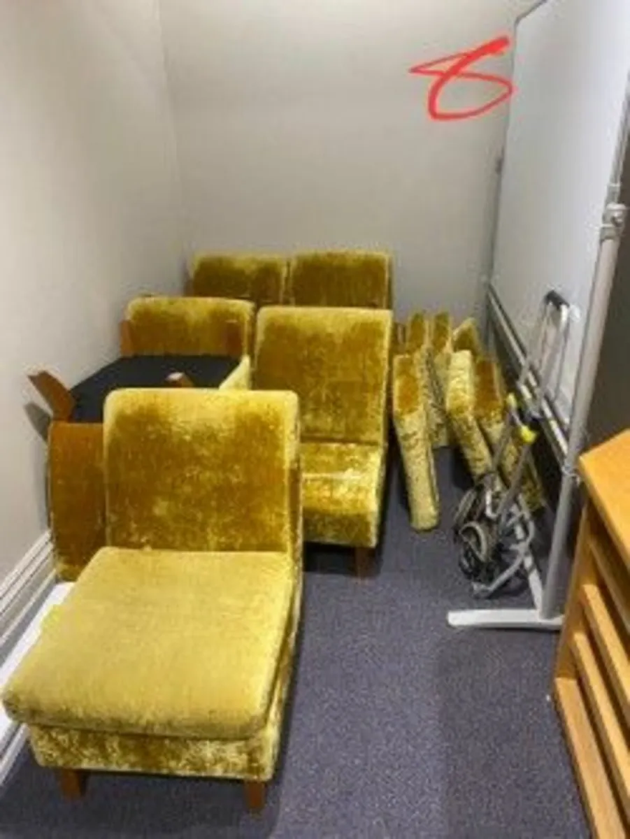 Vintage Gold Velvet Chairs – Set of 8