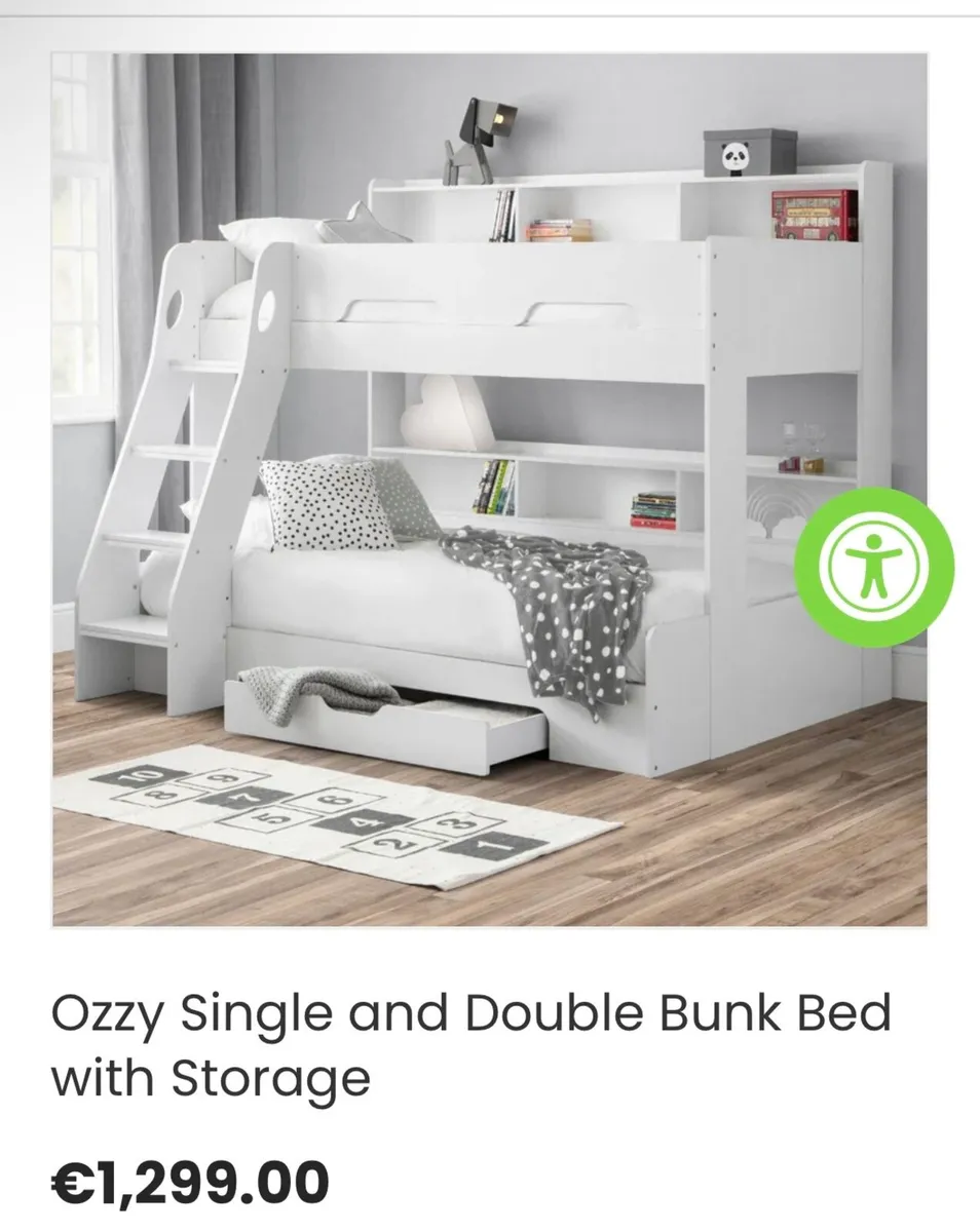 Ogel double and single bunk bed with storage - Image 1