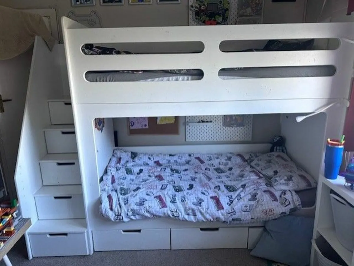 Bunk Beds with Stairs and Bed Guard - Image 1