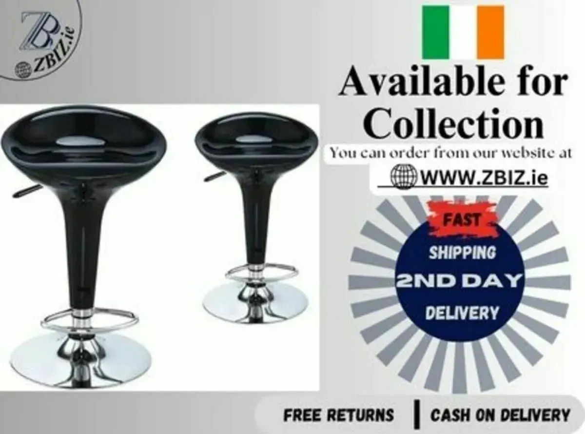 Bar Stools Set of 2 with Gas Lift for Kitchen - Image 1