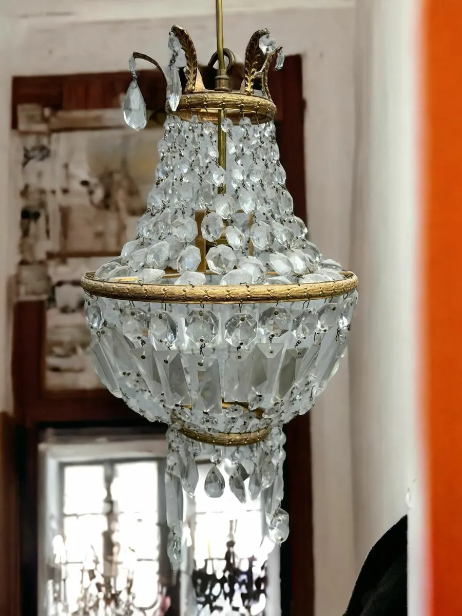 Chandeliers x 2 - Antique- Glass - Image 2