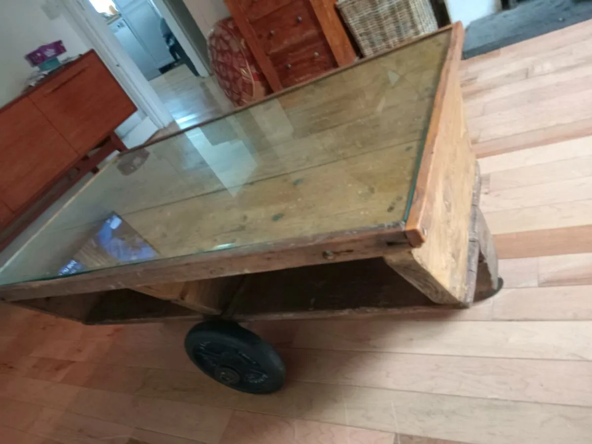 rare pitch pine industrial coffee table - Image 2
