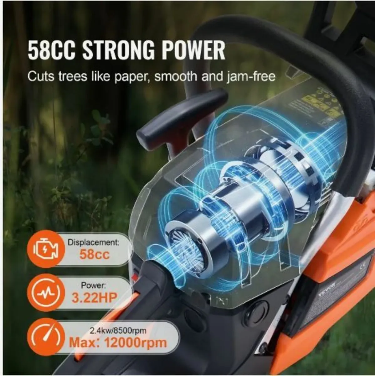 58CC 50.8 cm Gasoline Chainsaw Gas - Image 3