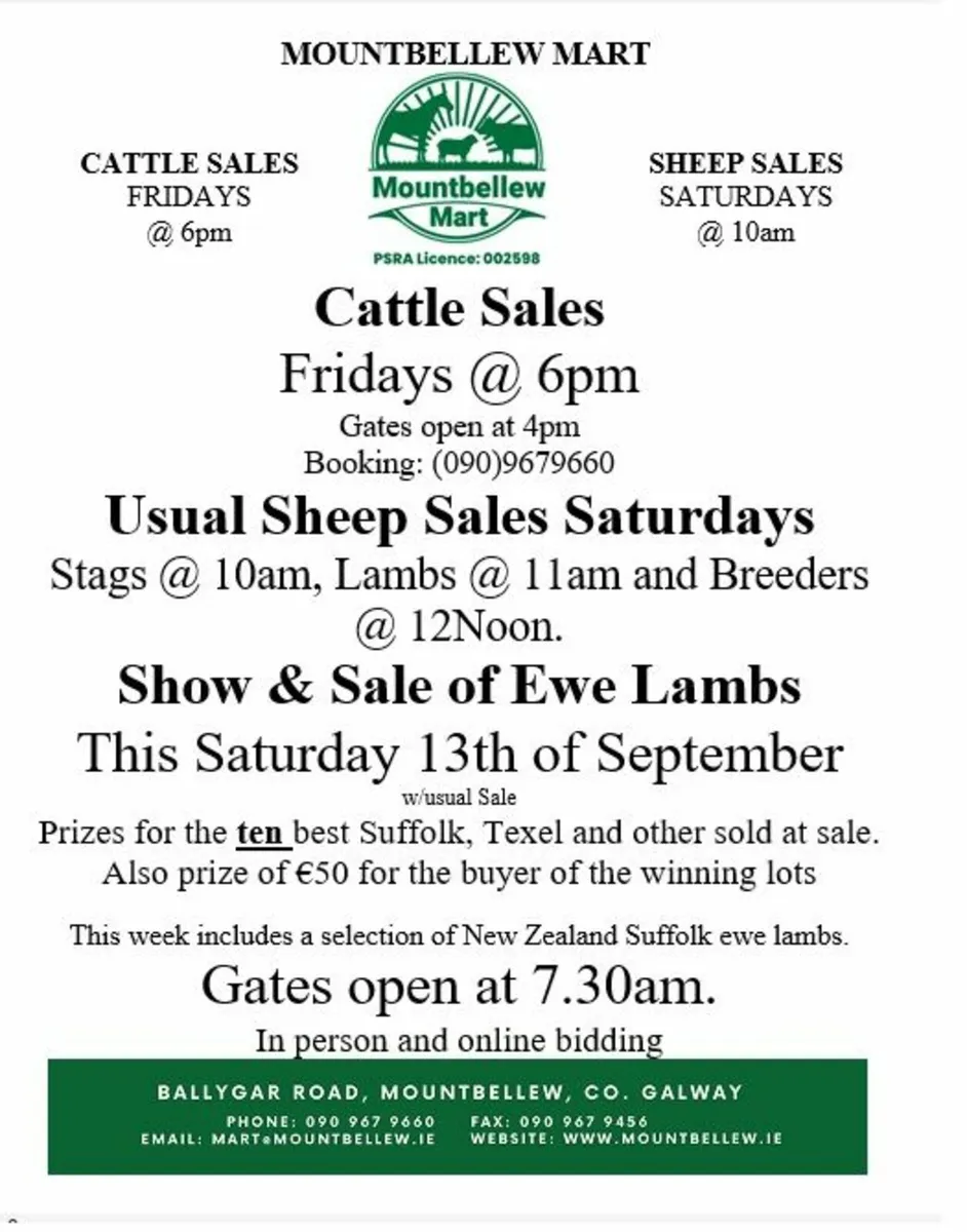 Cattle and Sheep Sales