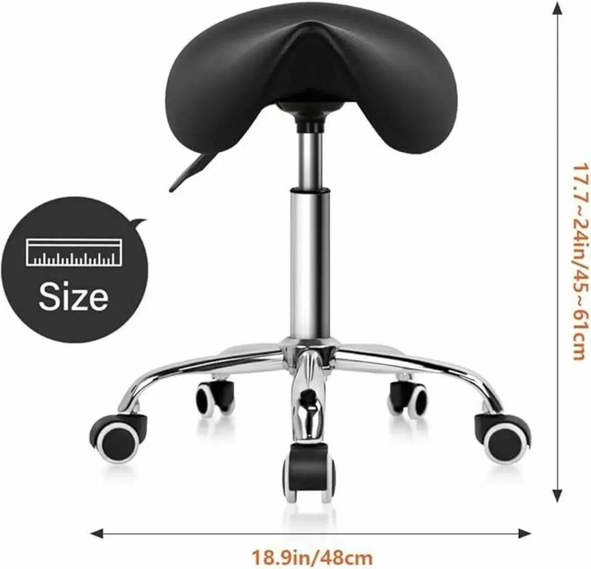 Saddle Swivel Stool – Adjustable Seat with Wheels - Image 3