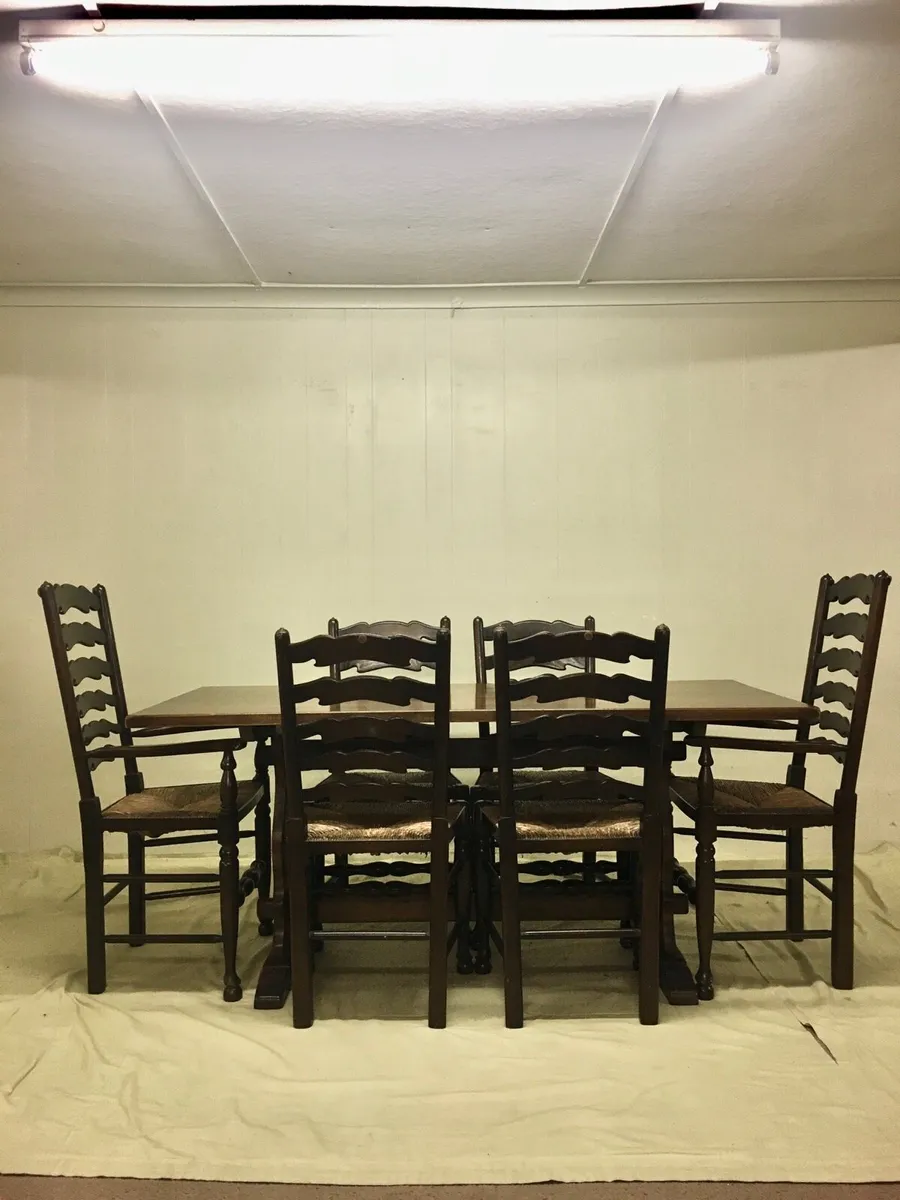 Oak Farmhouse Dining Set - Image 2
