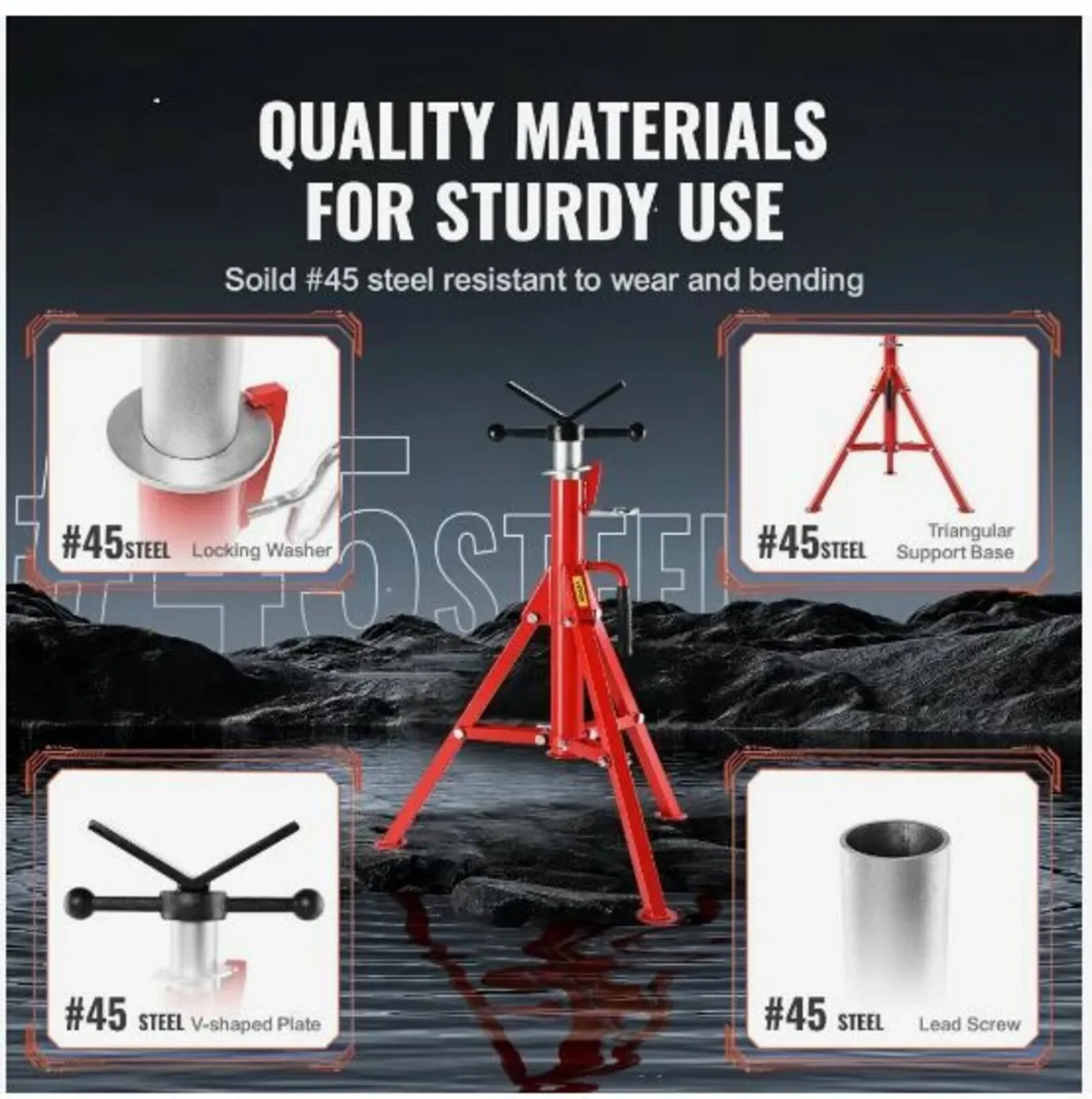 V Head Pipe Stand Adjustable Height - Image 2