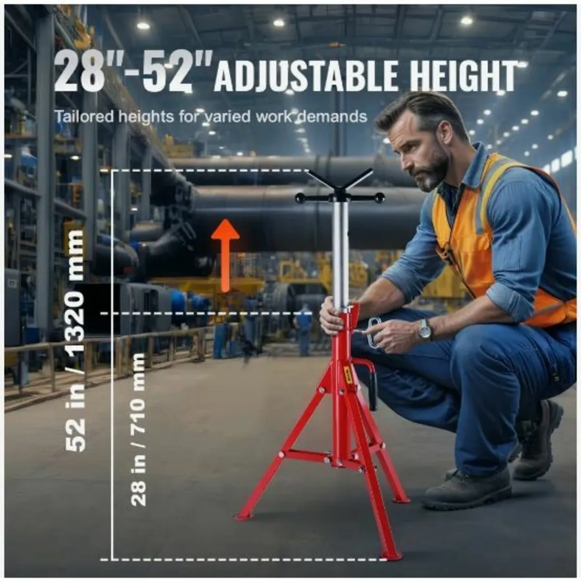 V Head Pipe Stand Adjustable Height - Image 4