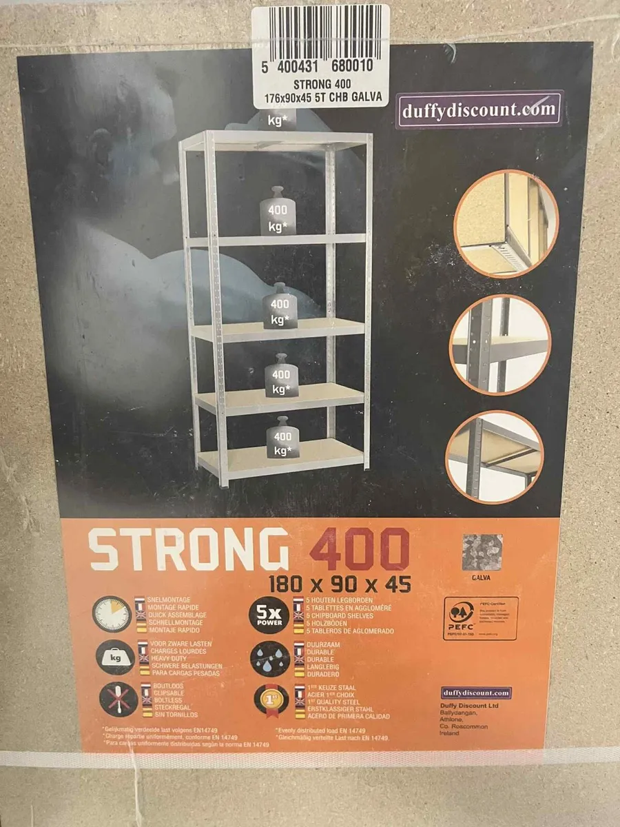 8 strong industrial shelving units