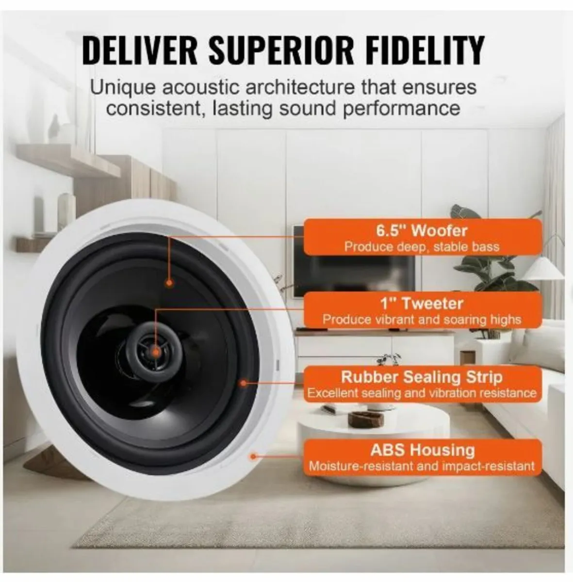 4 PCs 6.5"/16.5 cm Bluetooth Ceiling Speakers - Image 4