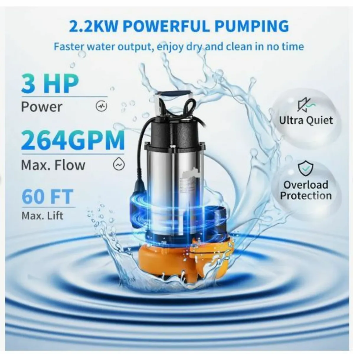 Submersible Water Pump, 2200W - Image 4