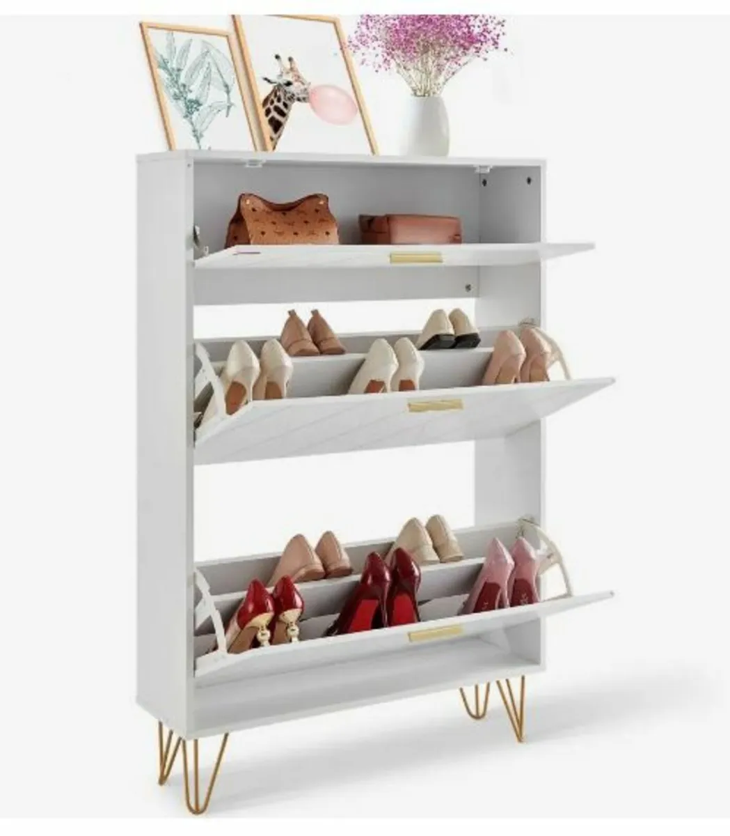 Shoe Cabinet with 3 Flip Drawers Shoe Storage - Image 1