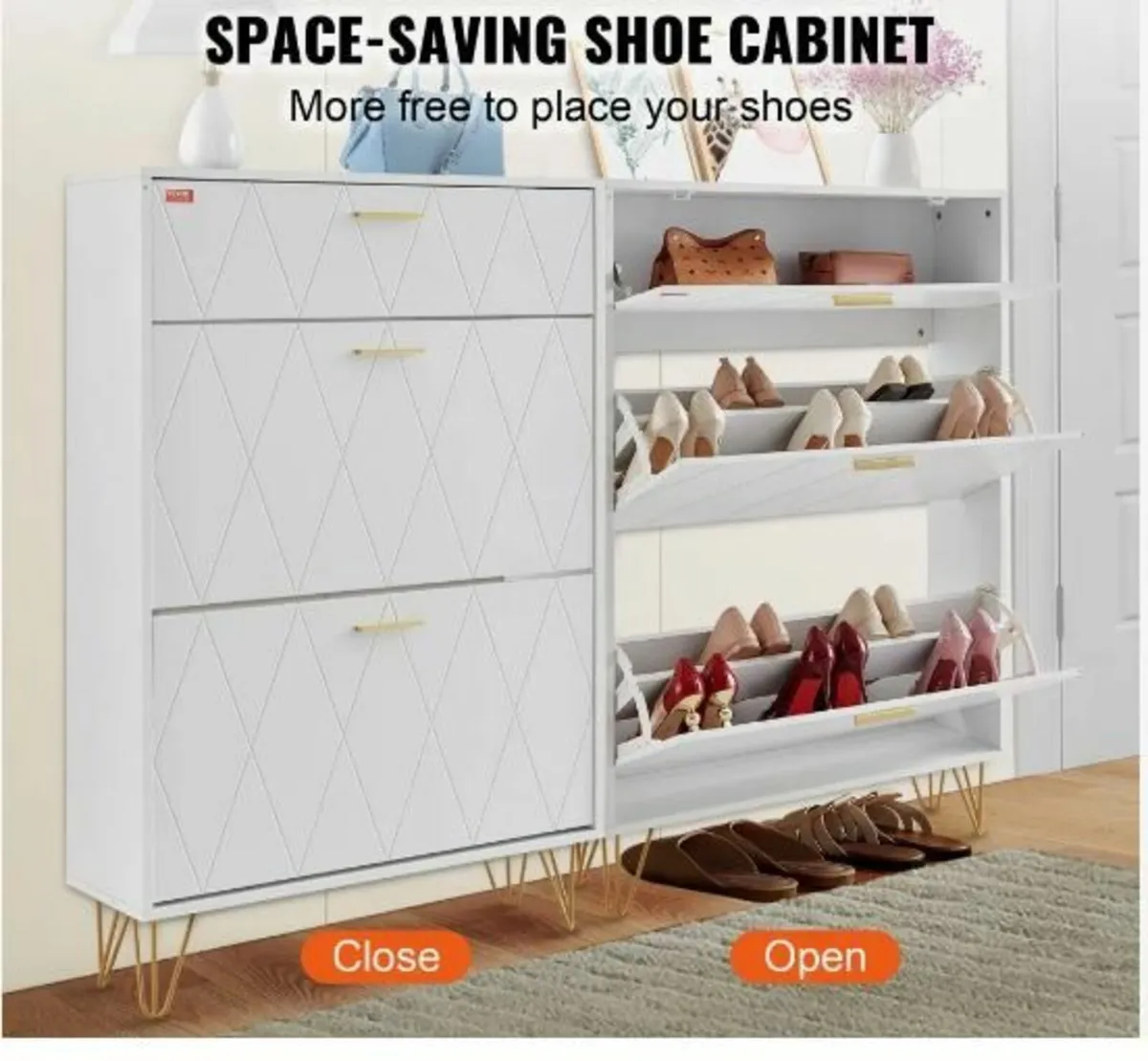 Shoe Cabinet with 3 Flip Drawers Shoe Storage - Image 2
