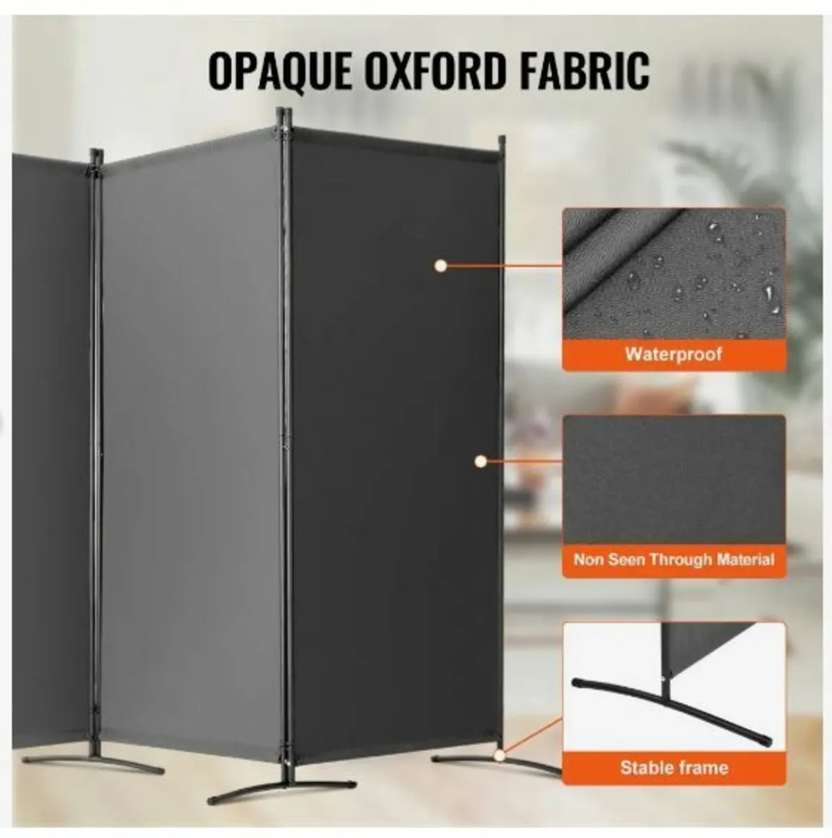 Room Divider 3 Panels Fabric Room - Image 2