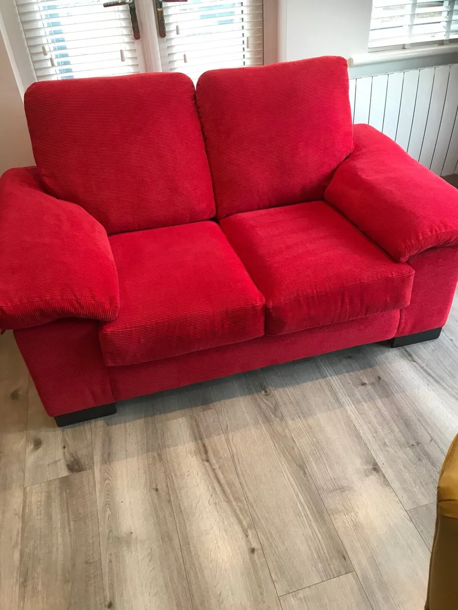 Red Two Seater Couch - Image 1