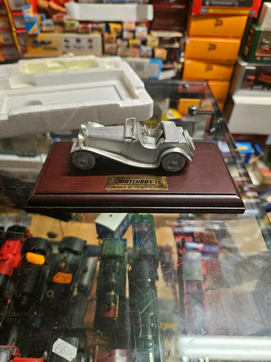 Matchbox Yesteryear Pewter Jaguar SS100 Display - Image 1