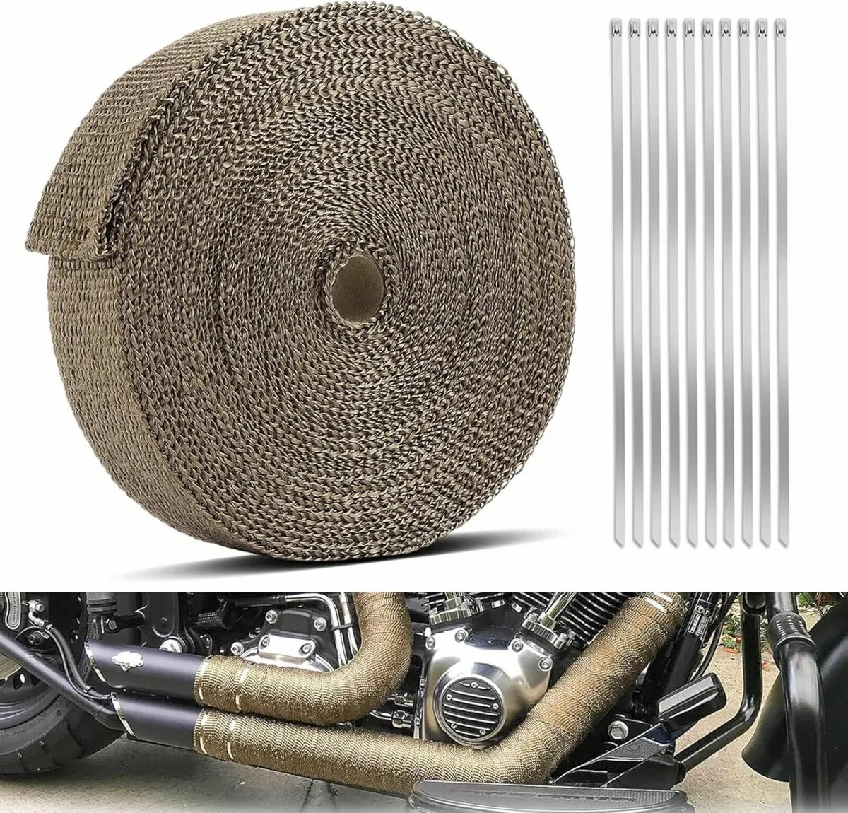 20M*5CM Car Exhaust Wrap Roll Titanium for Car Mot