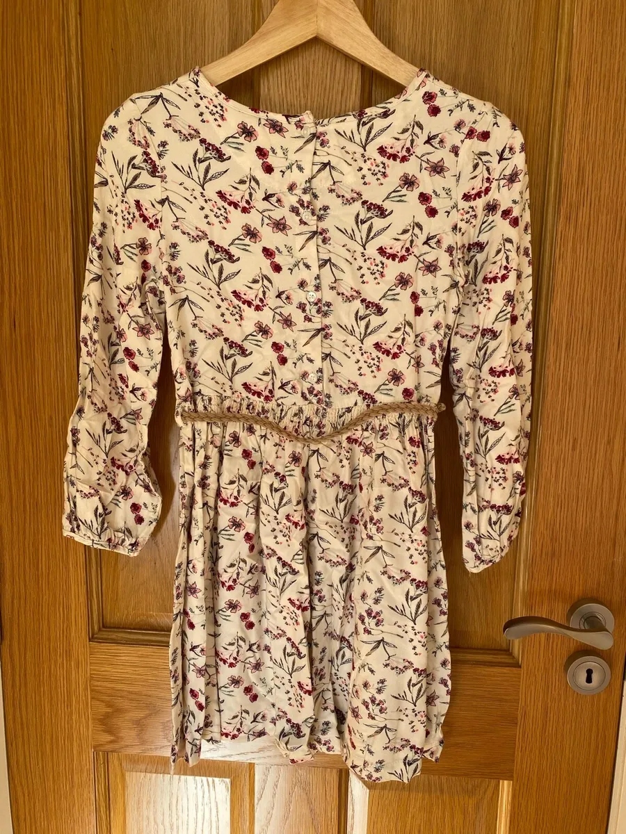 Girl’s Flowers Design Viscose Dress with Suede Bel - Image 2