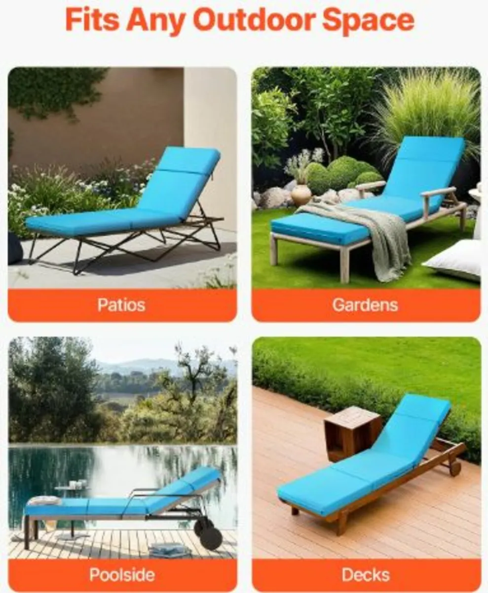 Set of 2 Outdoor Chaise Lounge Chair Cushions - Image 2