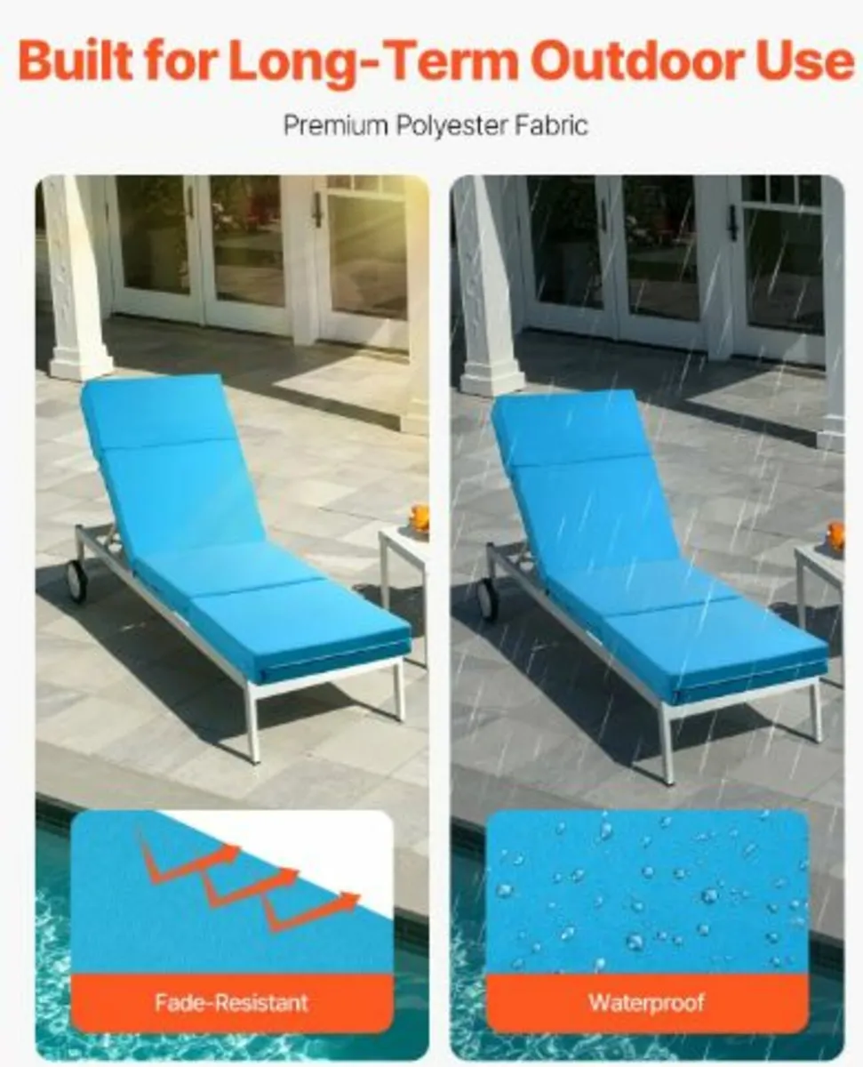 Set of 2 Outdoor Chaise Lounge Chair Cushions - Image 4