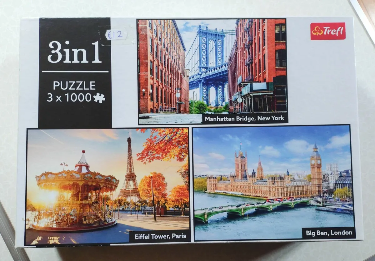 3 IN 1 JIGSAW PUZZLE 1000 PIECES IN EACH PUZZLE. - Image 1