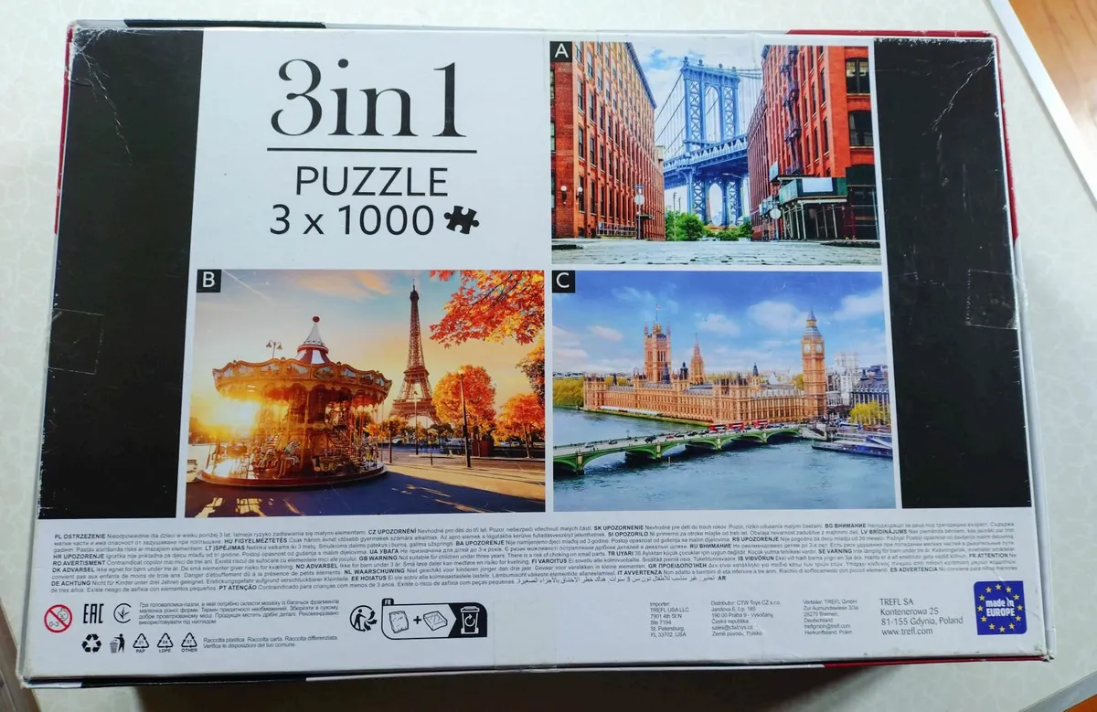 3 IN 1 JIGSAW PUZZLE 1000 PIECES IN EACH PUZZLE. - Image 2