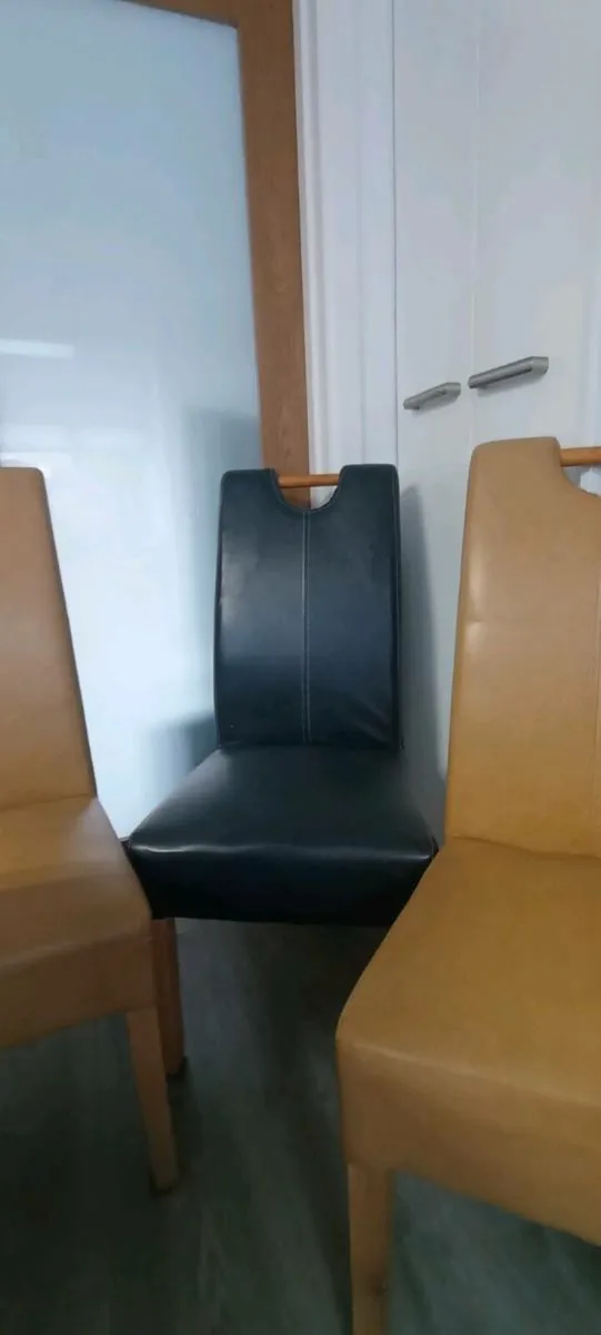 Four leather dining chairs - Image 1