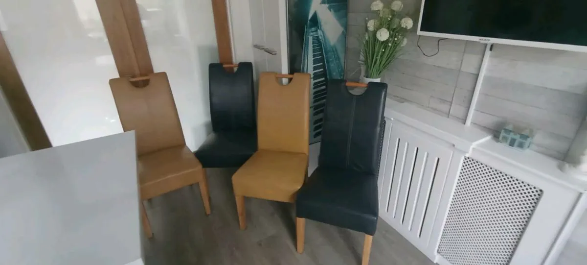 Four leather dining chairs - Image 3