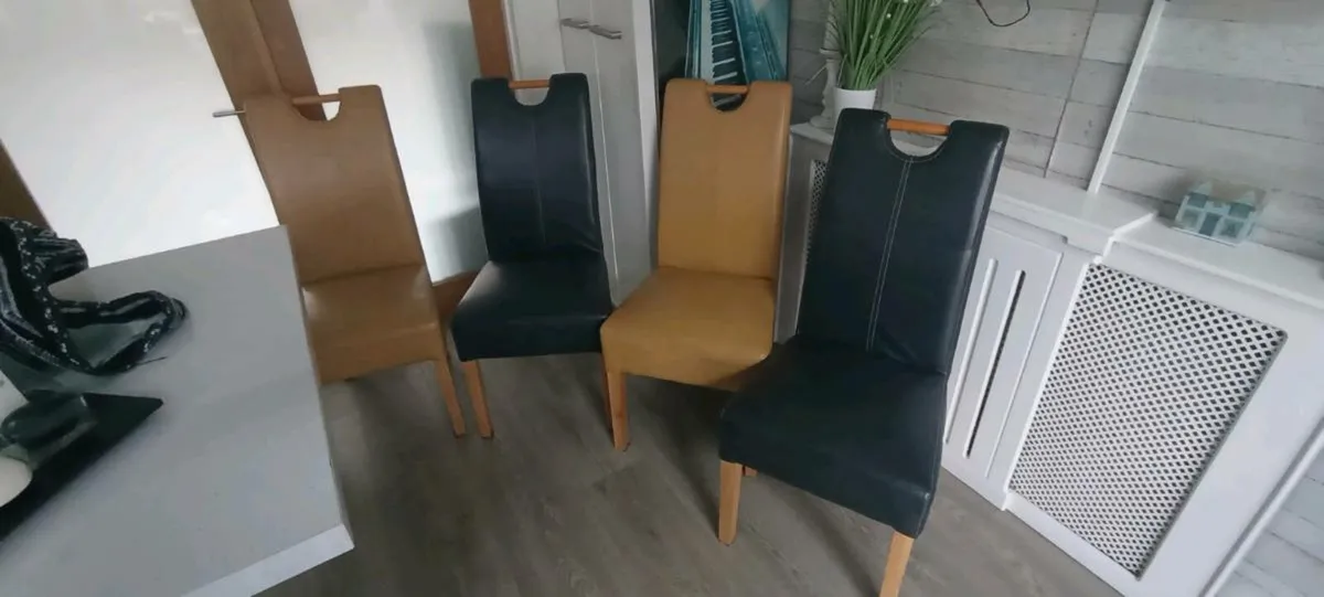 Four leather dining chairs - Image 4