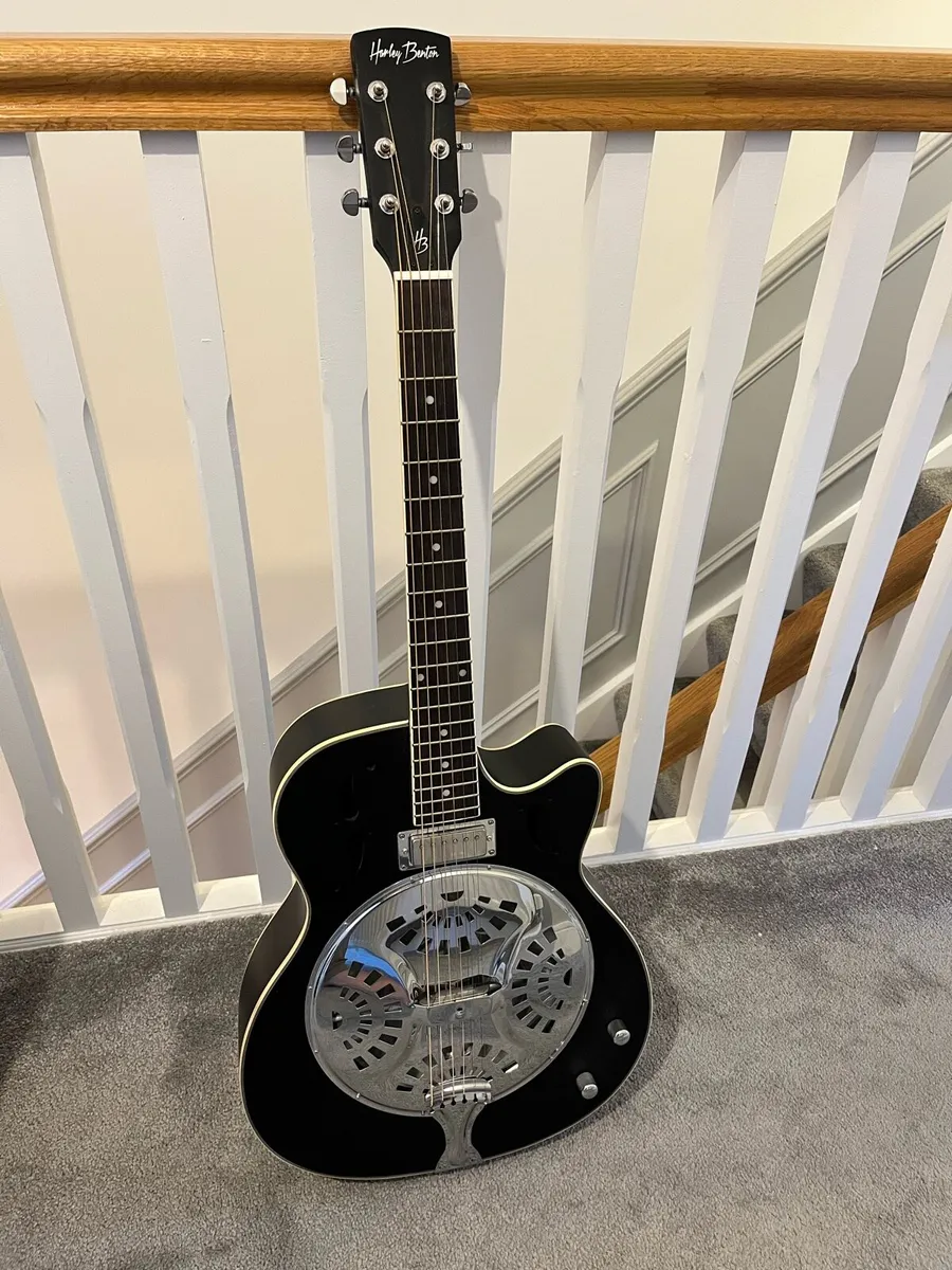 Harley Benton Custom Line N-150CE Black Resonator - Image 1