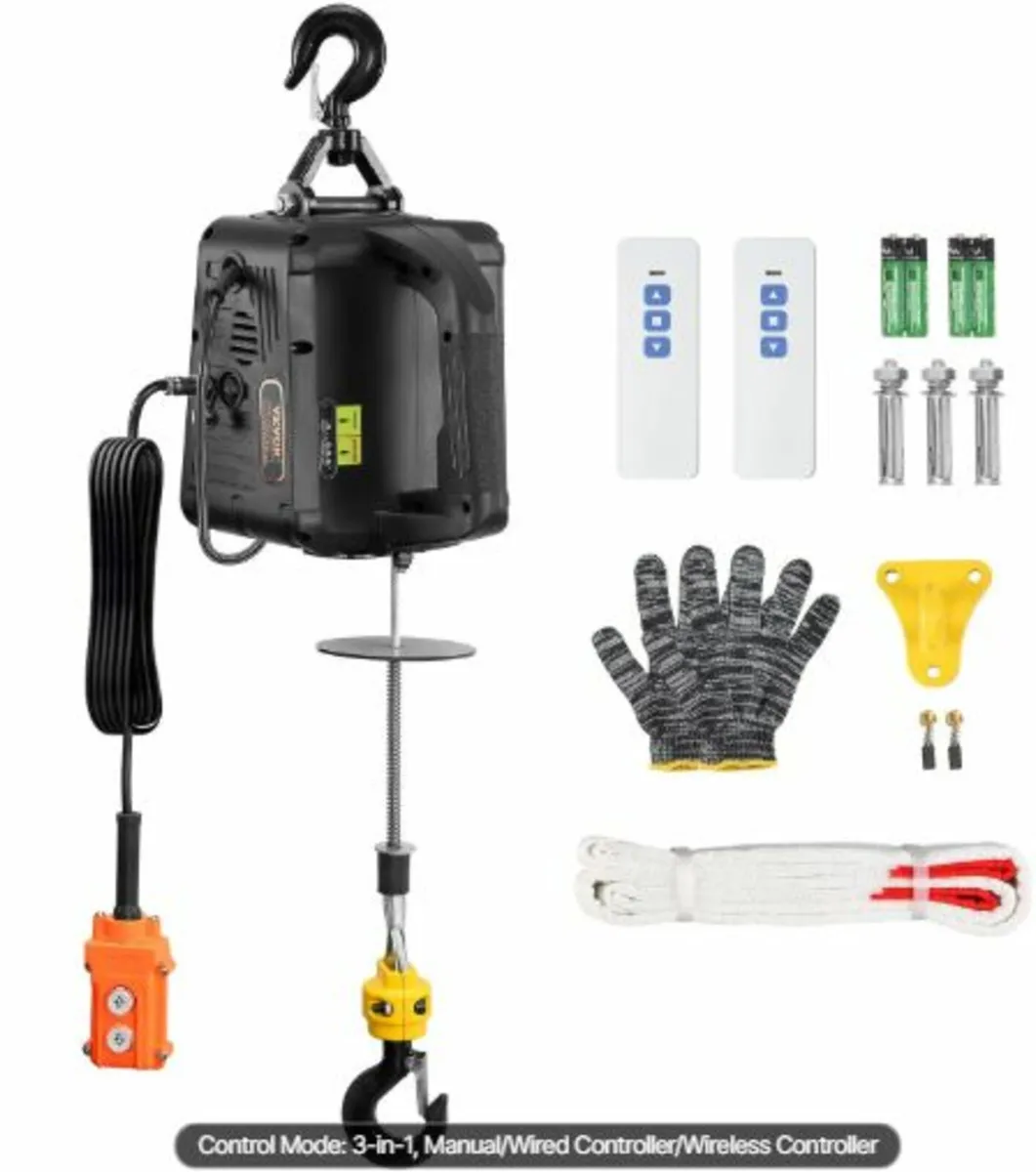 3-in-1 Portable Electric Hoist Winch 499 kg Wired - Image 1