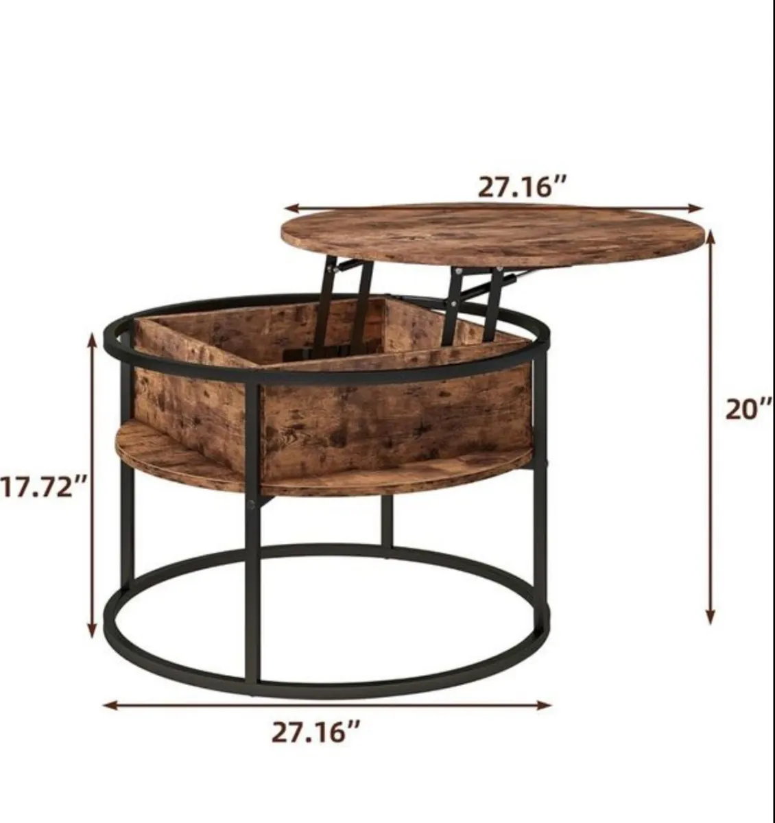 Round Coffee Table,Lift Top Coffee Tables for Livi - Image 2