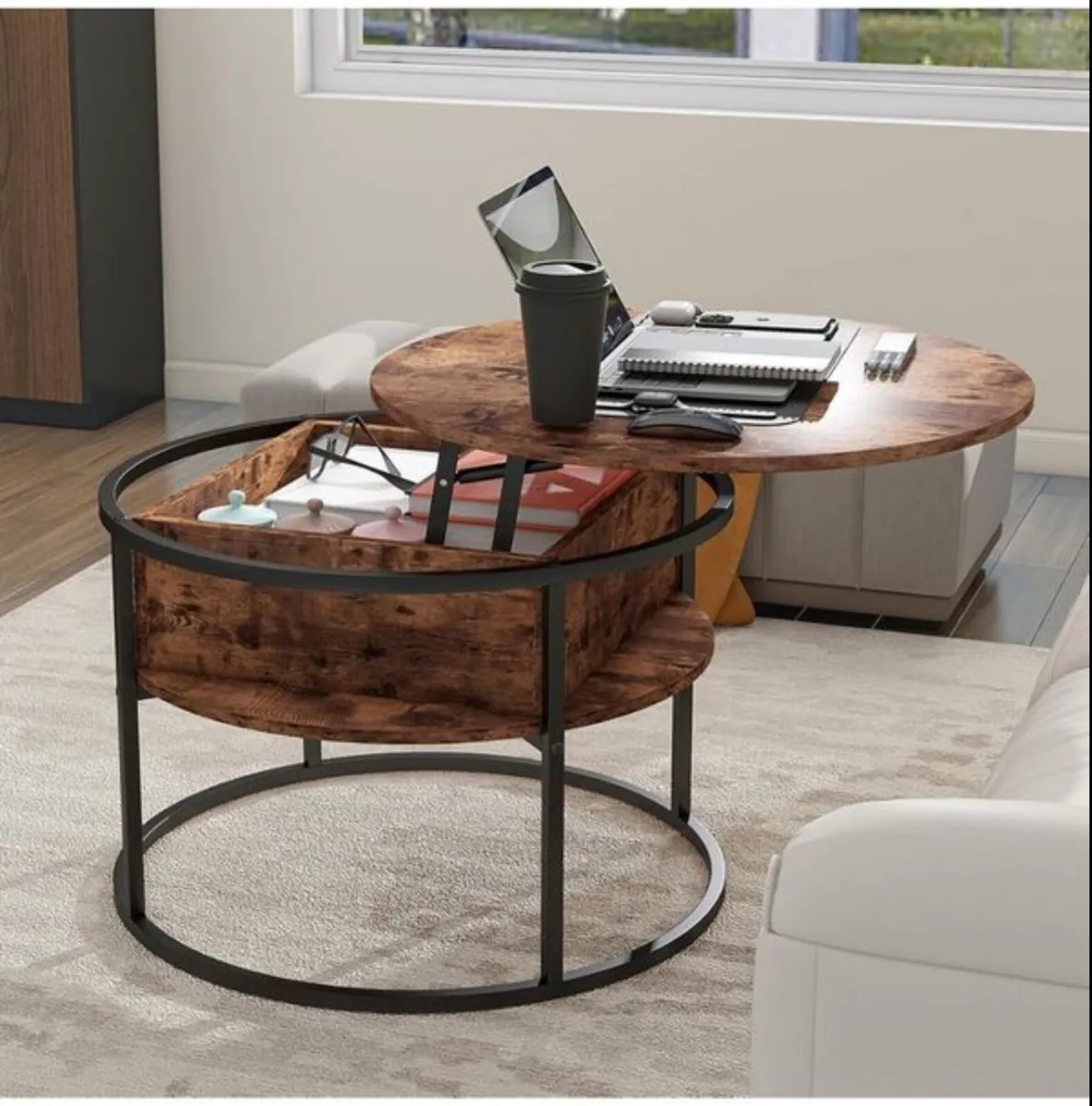 Round Coffee Table,Lift Top Coffee Tables for Livi - Image 4