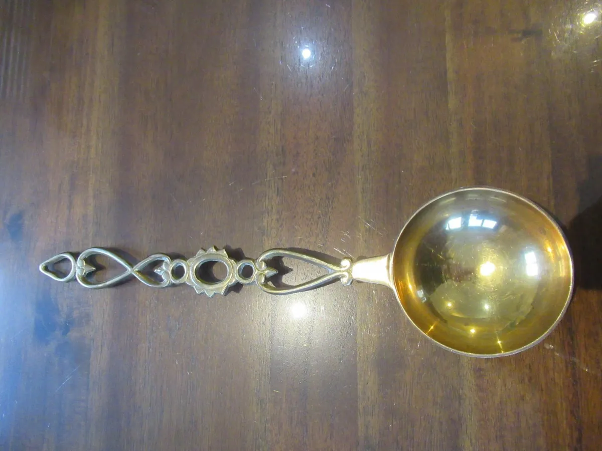 antique vintage LOVE cottage SPOON brass ornament - Image 2