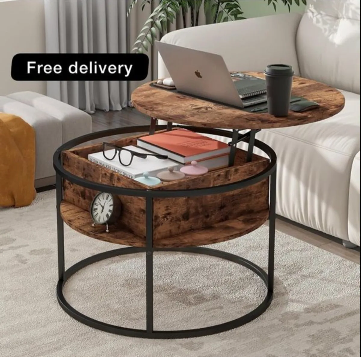 Round Coffee Table,Lift Top Coffee Tables for Livi - Image 1
