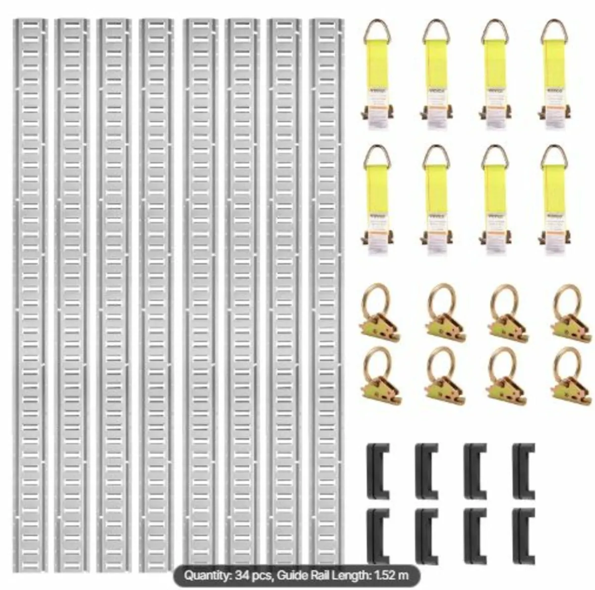 Track Tie-Down Rail Kit, 34PCS 5FT E-Tracks Set - Image 1
